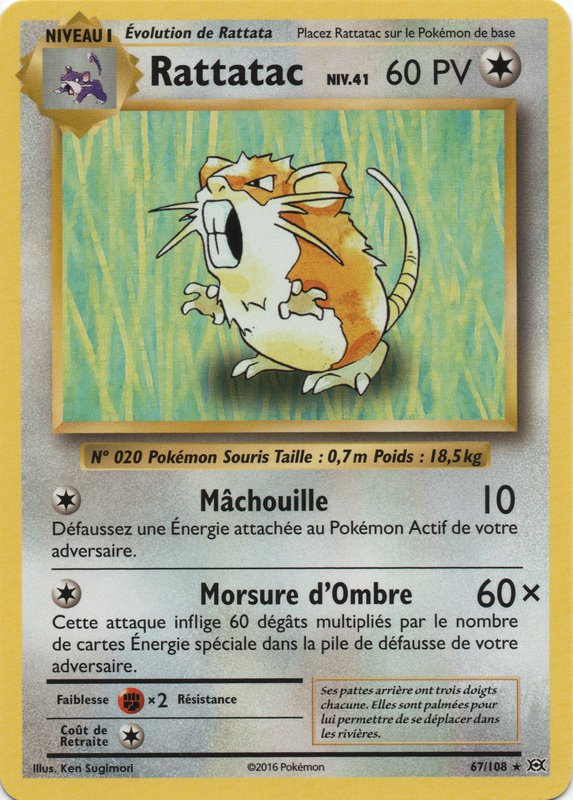 67/108 Carte Pokemon Française Rattatac Reverse XY12:Evolutions