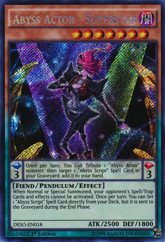 Yu-Gi-Oh! Carta Abyss Actor - Superstar (DESO-EN018) | 1st Edition Secret Rare | Set Destiny Soldiers