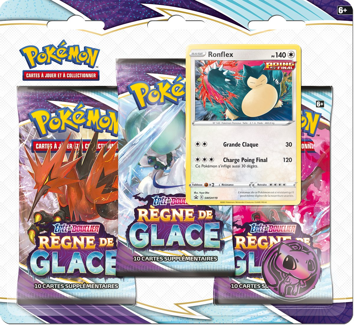 Pack 3 Boosters Pokémon Épée et Bouclier 6 - Version Ronflex