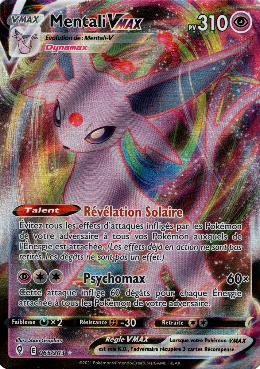 Carte Pokémon - mentali vmax 065/203 - full art - ultra rare - evolution  céleste - eb7 - fr