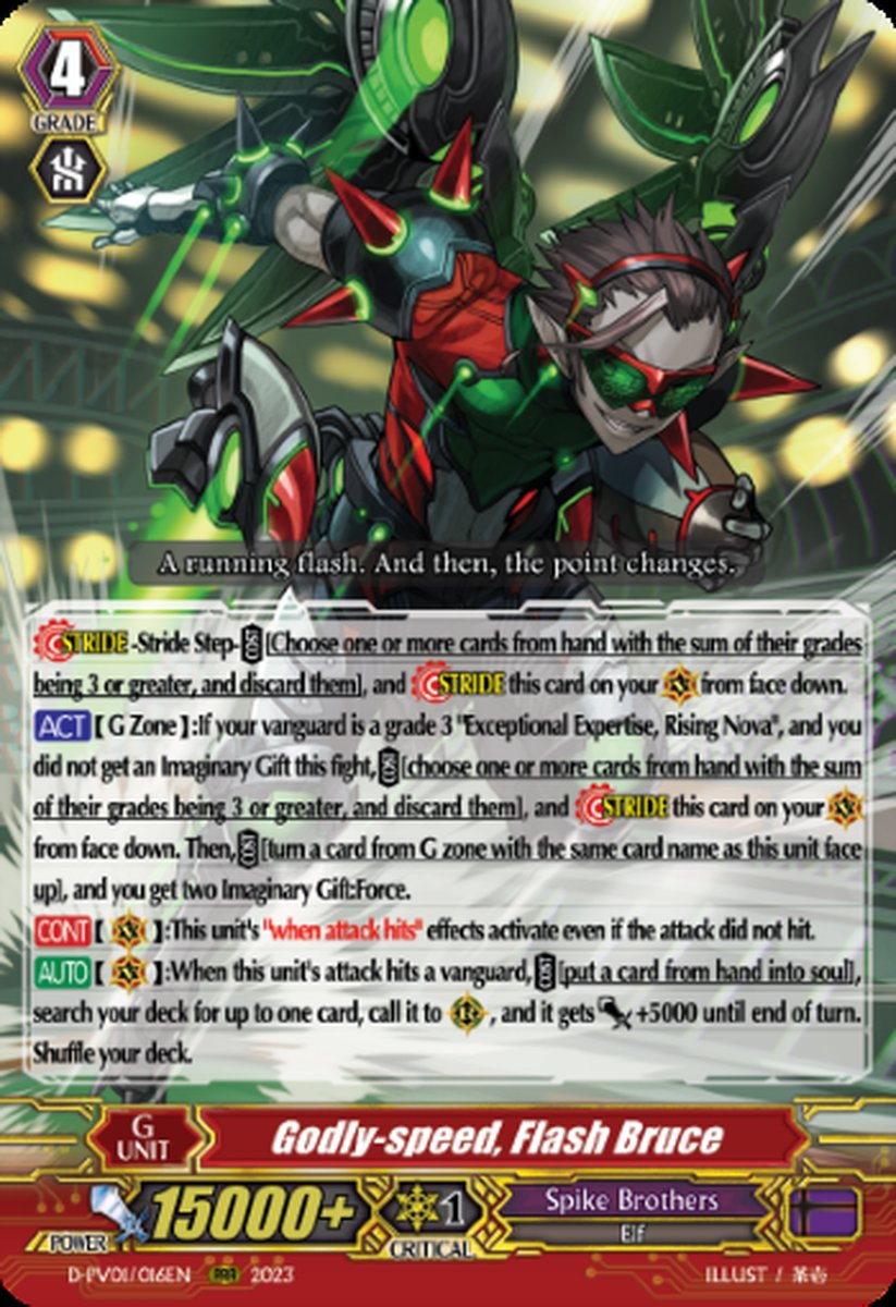 D-PV01/016EN Godly-speed, Flash Bruce Triple Rare (RRR)