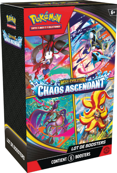 Lot de 6 Boosters Pokémon Méga Évolution Chaos Ascendant ME04