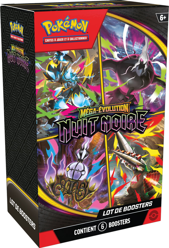 Lot de 6 Boosters Pokémon Méga Évolution Nuit Noire ME05